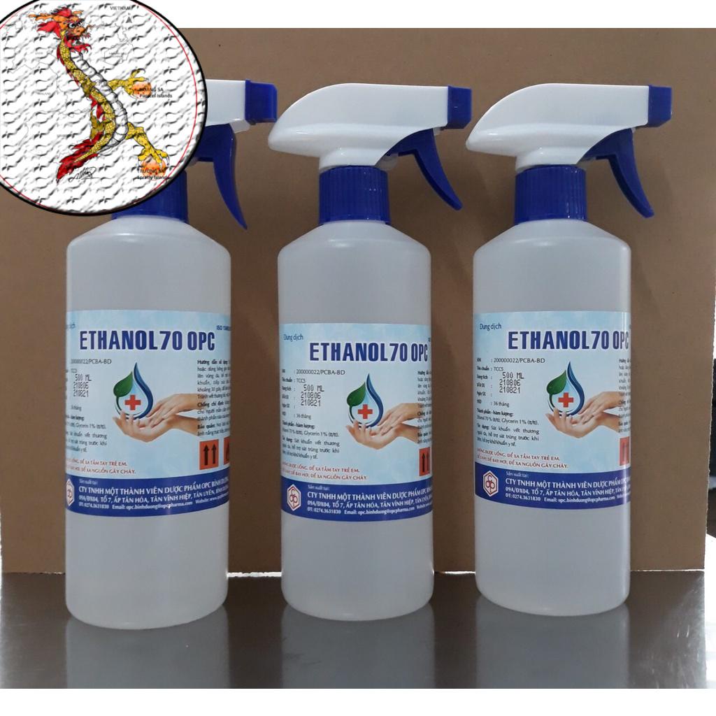 [Ảnh thật]  Chai CỒN rủa tay ETHANOL 70 ĐỘ chai 500ML, Nước rửa tay khô diệt khuẩn ( SP CTY DƯỢC-  OPC) CHAI 500ml