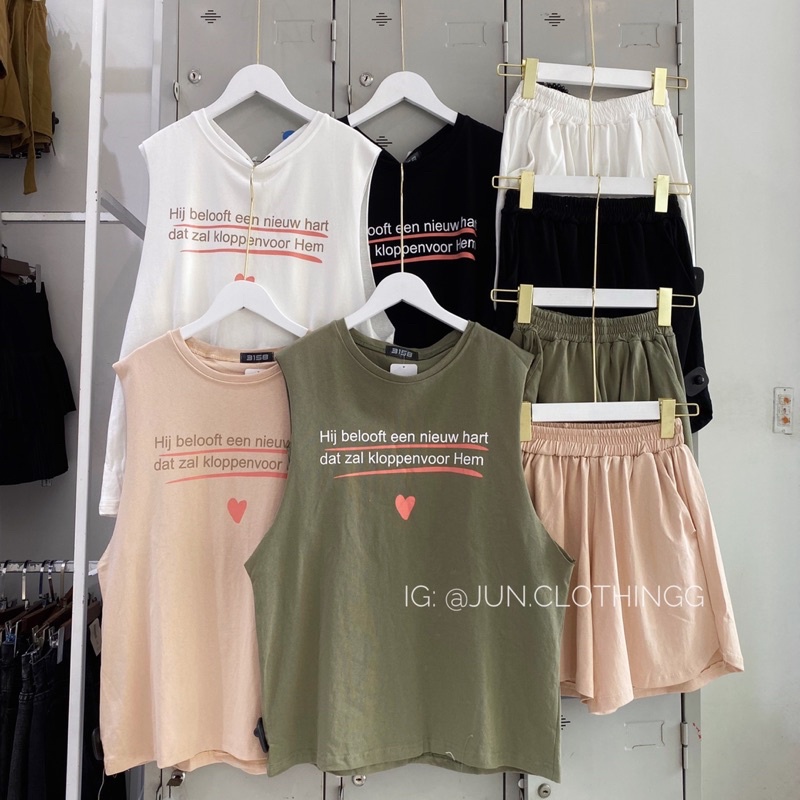 TANKTOP | Set bộ Tank Top hè trái tim kèm bra - ẢNH CHỤP TẠI JuNclothingg