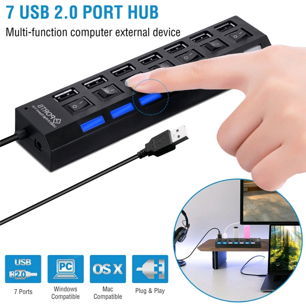 HUB Chia Cổng USB 2.0 Dành Cho PC Laptop HDD