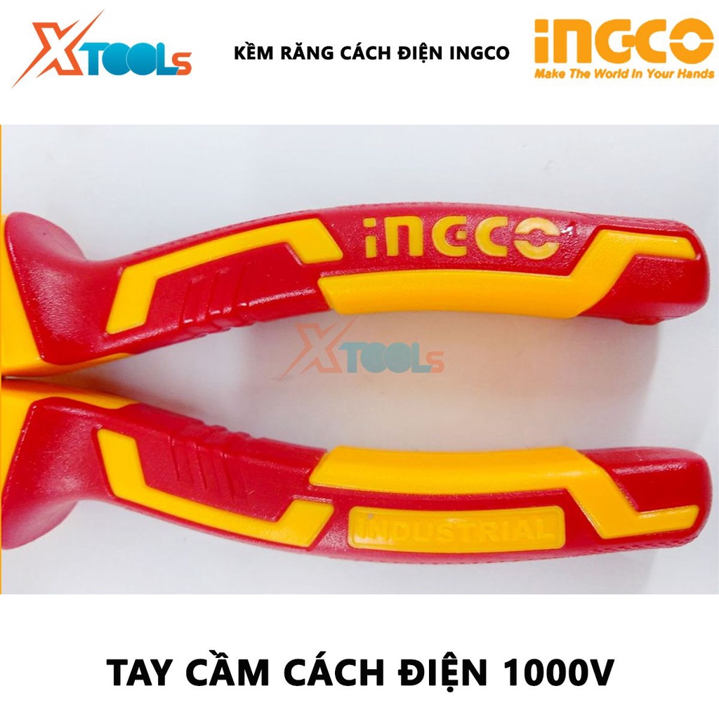 Kềm răng cách điện INGCO | Kìm bấm công nghiệp Kích thước: 6-8&quot;/ 160-200mm Tay cầm cách điện lên đến 1000V, dùng để cắt