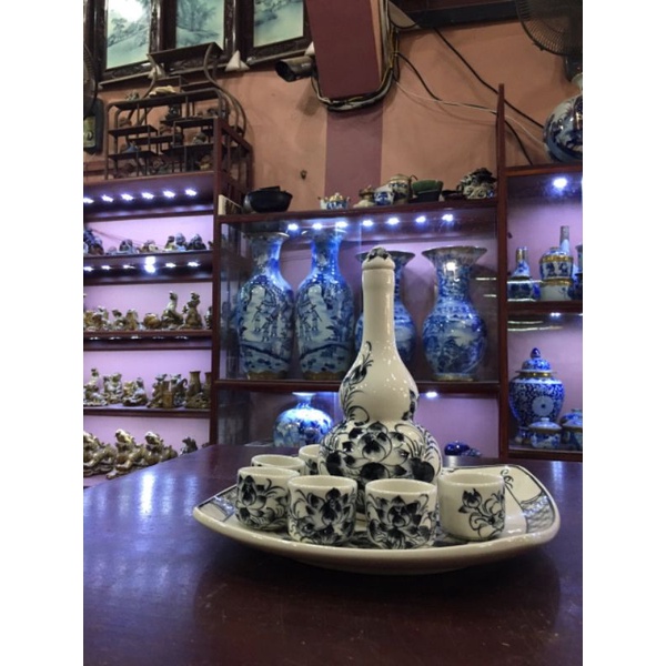 Bộ bát đĩa sen đồng 20 món sứ Bát Tràng