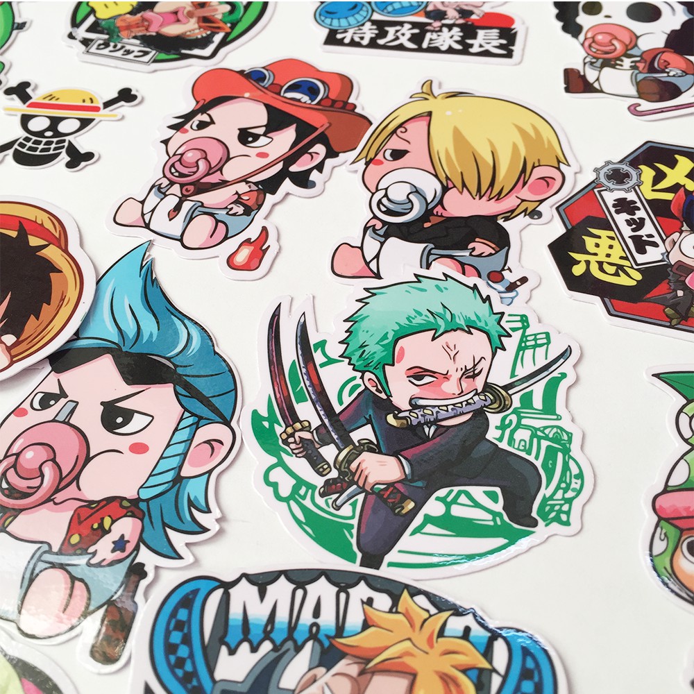 Bộ 30 Sticker One Piece Chibi Hoạt Hình - Miếng Dán Hoạt Hình One Piece