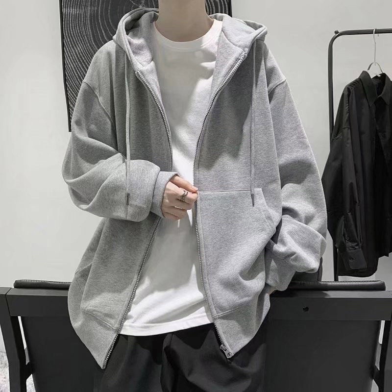 Áo Khoác Hoodie DÂY KÉO nỉ bông Unisex màu ĐEN/XÁM ❤️Nam nữ unisex❤️ Hoodie zip trơn form rộng Jaystoree
