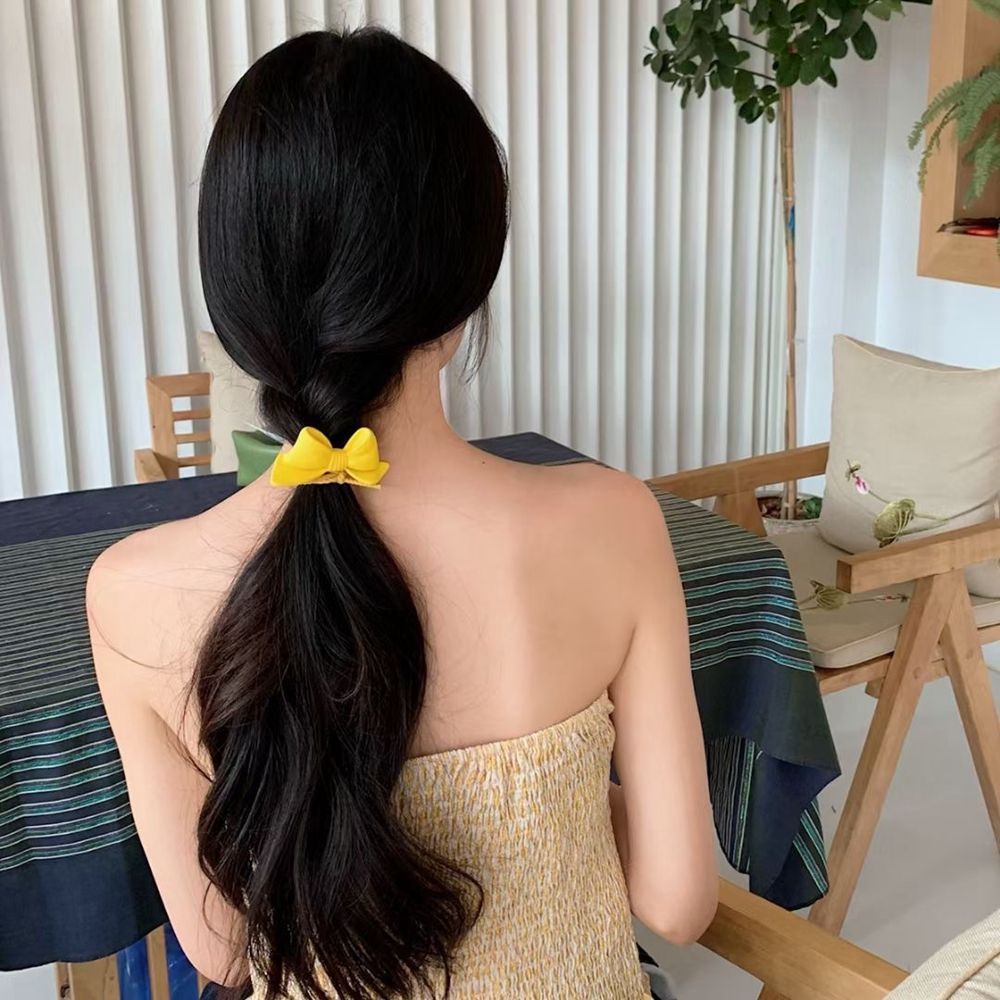 Dây buộc tóc cao su co giãn thắt nơ họa tiết hình học phong cách Hàn Quốc cổ điển dễ thương cho nữ