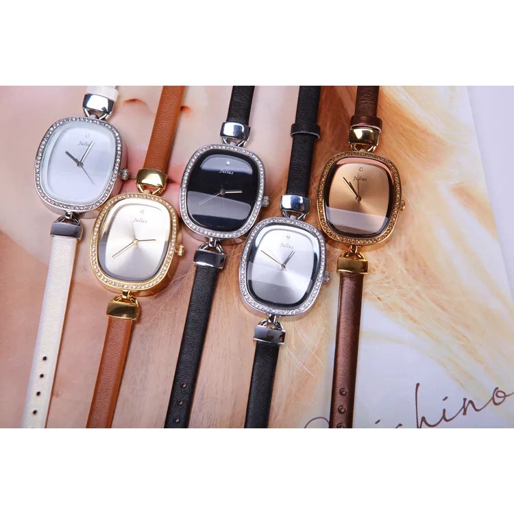 Đồng hồ nữ Julius JA-298 dây da nâu | Julius Official
