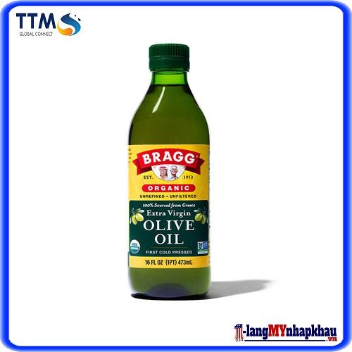 Dầu oliu hữu cơ ép lạnh Bragg 473ml