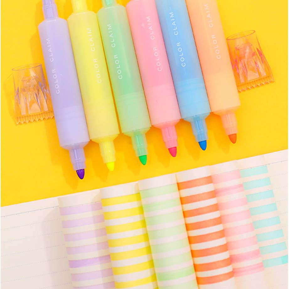 Bút Highlight Nhiều Màu Dạ Quang Hai Đầu Ghi Nhớ Pastel Cute VPHL2