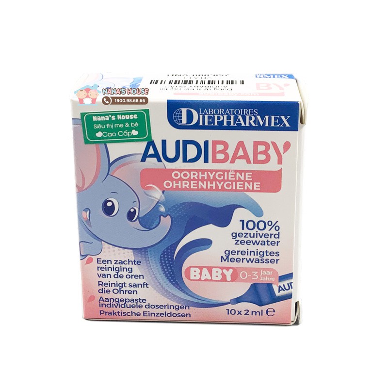 Dung dịch tan ráy tai Audi Baby Thụy Sĩ – 10 ống x 2ml (Từ 0 – 3 tuổi)