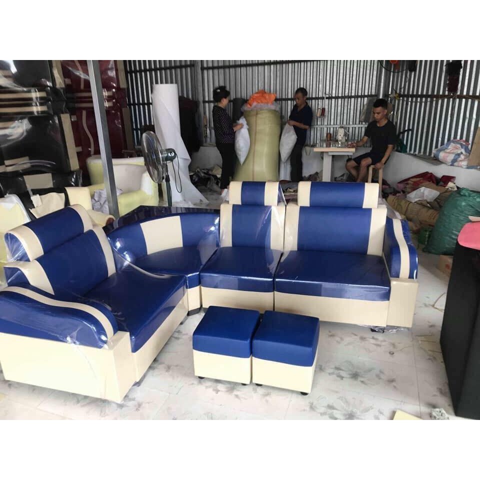 Sofa góc rẻ đẹp tặng kèm bàn + 2 đôn