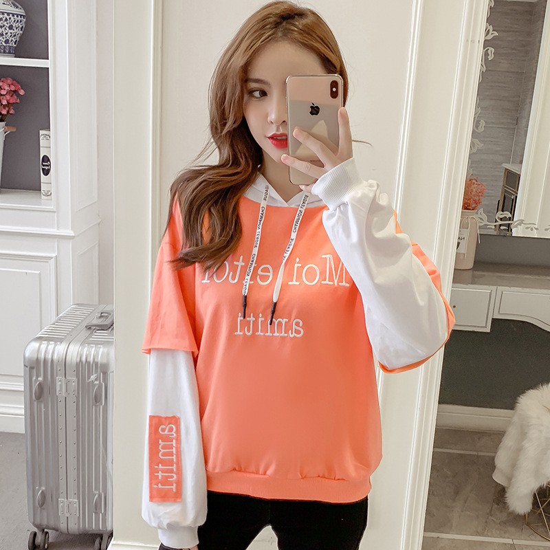 Áo Hoodie Nữ Chữ Rời 2 Mảnh Áo Len Dài Tay Phối Màu Xinhhh