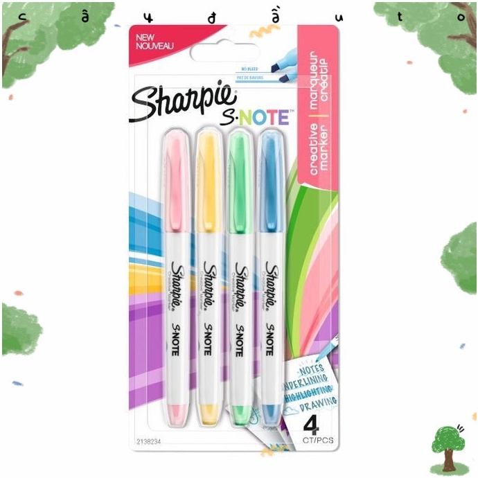 SET 4 BÚT LÔNG MÀU ĐA NĂNG SHARPIE S-NOTE CÂY ĐẦU TO