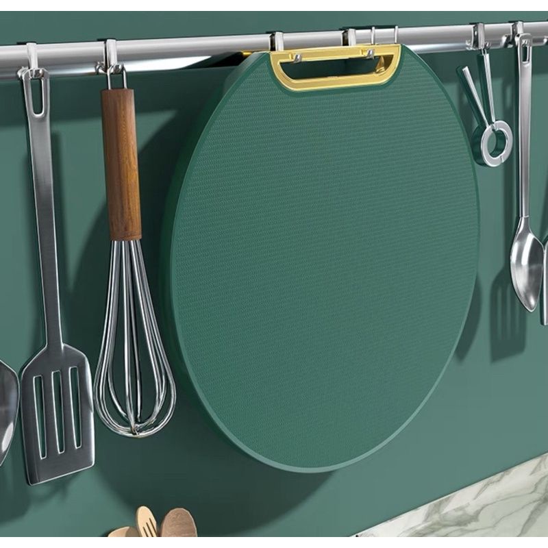 Thớt nhựa xanh  PE đa năng chống nấm mốc kháng khuẩn, Thớt tròn đường kính 33cm-vệ sinh dễ dàng