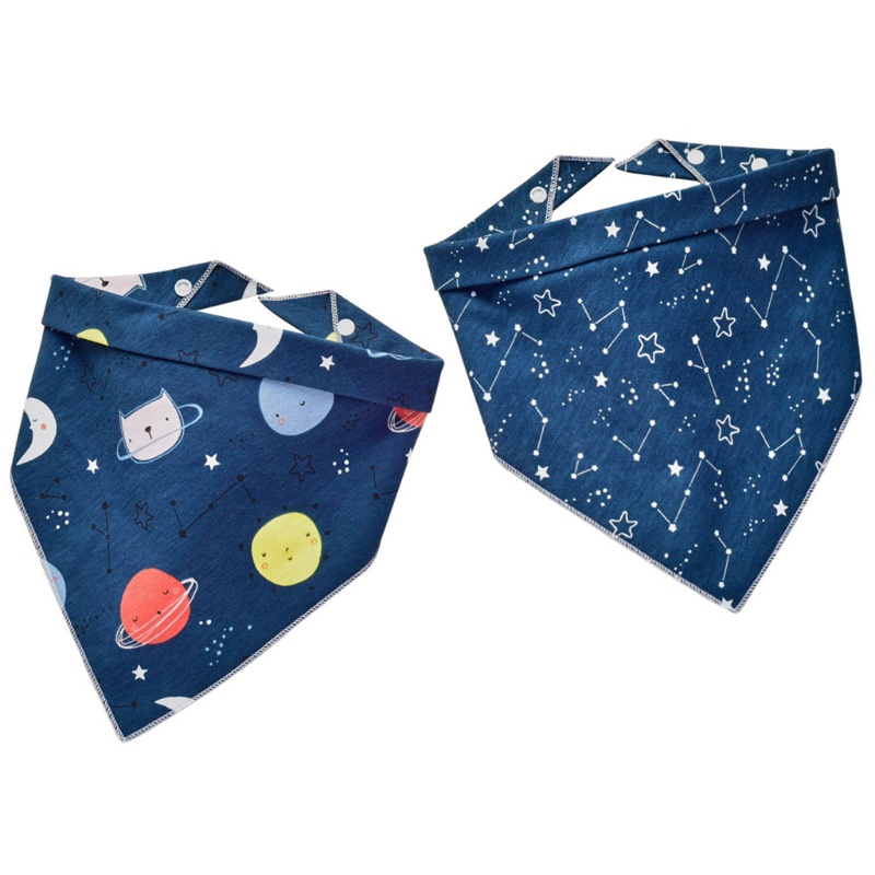 Set 2 Yếm Ăn Cotton Mềm Mại Hình Tam Giác In Họa Tiết Hoạt Hình Dành Cho Các Bé