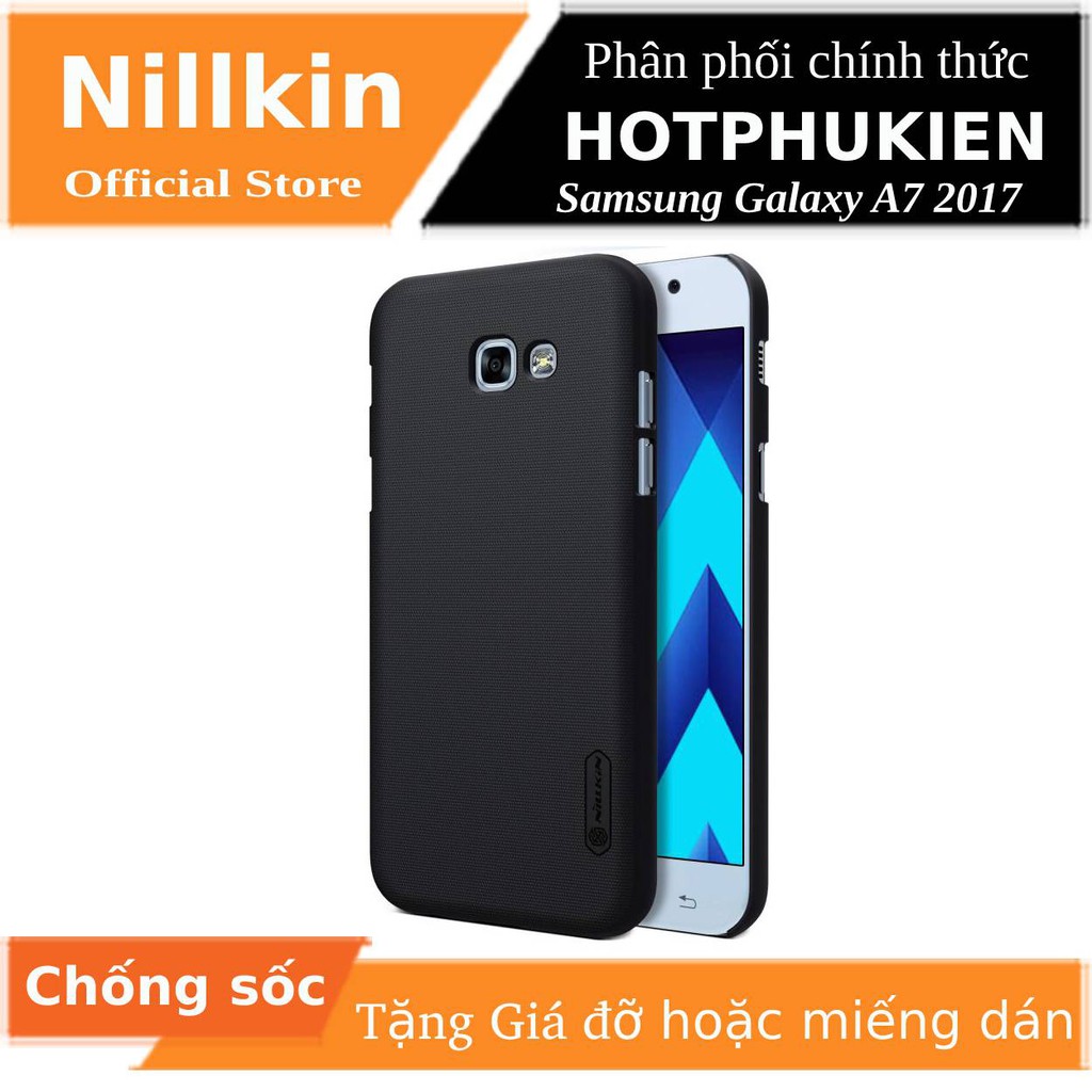 Ốp Lưng Sần chống sốc cho Samsung Galaxy A7 2017 hiệu Nillkin (Đính kèm giá đỡ hoặc miếng dán từ tính) - Hàng chính hãng