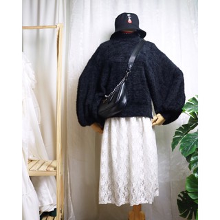 Set áo len lông thỏ với chân váy ren chỉ 99k