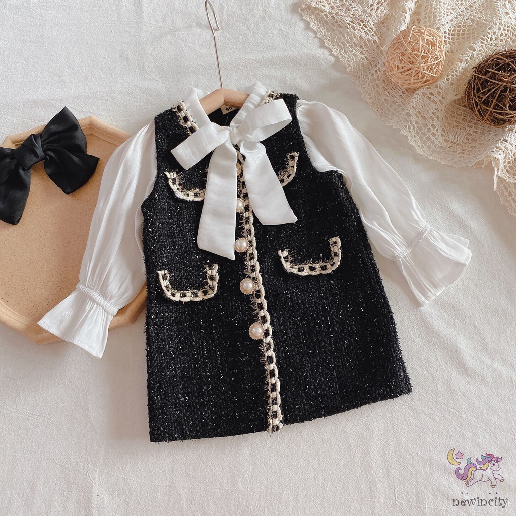 Đầm Công Chúa Thắt Nơ Đáng Yêu Cho Bé Gái Kiểu Hàn Quốc