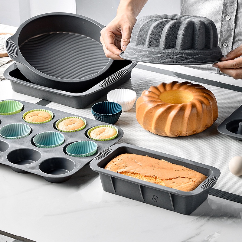 Set 12 khuôn Houseeker bằng silicon hình tròn giúp làm bánh muffin cupcake thủ công