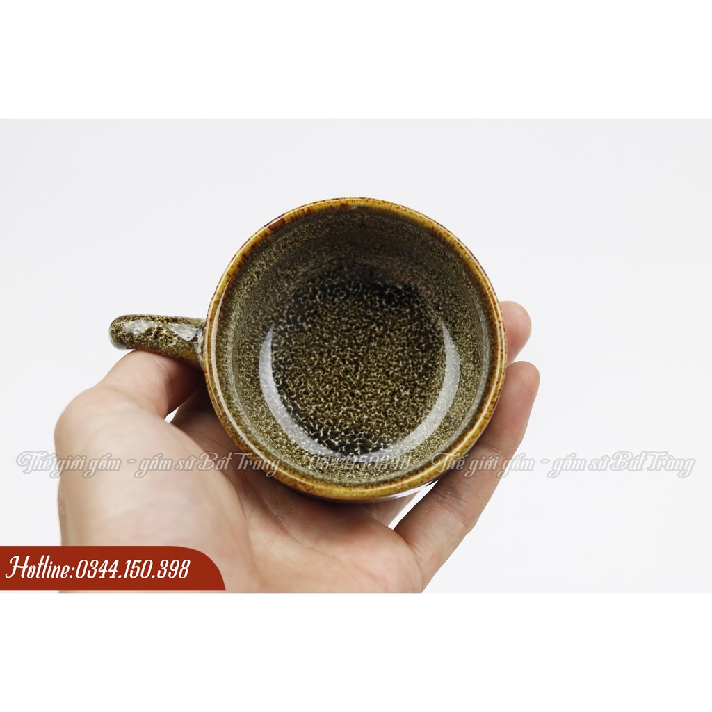 Bộ Ly Hâm Nóng Cafe Men Hỏa Biến Bát Tràng Cao Cấp - Tặng 1 Nến