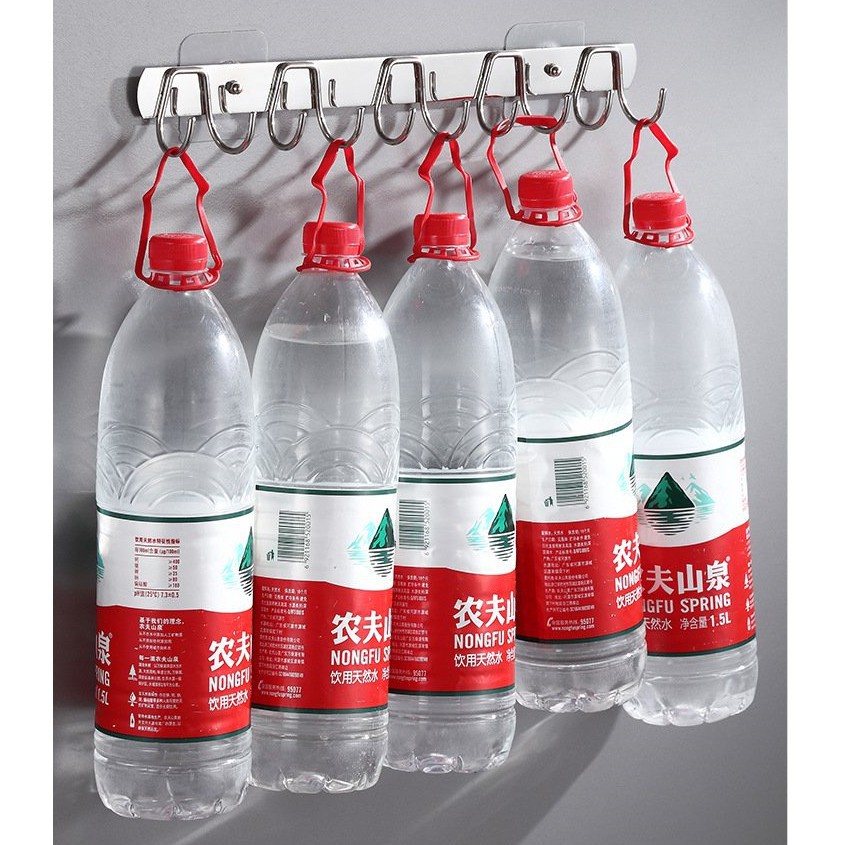 Giá Móc Treo Quần Áo Inox, Thanh Ngang 10 Móc Treo Đồ Nhà Tắm Nhà Bếp Dán Tường Tiện Lợi