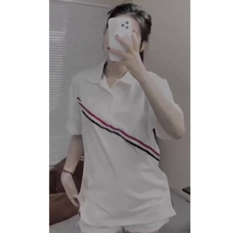 Áo polo sọc chéo tay lỡ unisex - Áo phông thun suông cổ sơ mi phong cách vintage cá tính ulzzang HOT