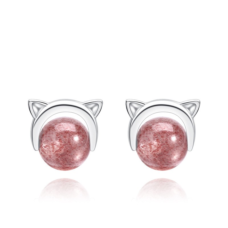 Đôi Khuyên Tai Hình Chú Mèo Đính Đá Dễ Thương Cho Nữ