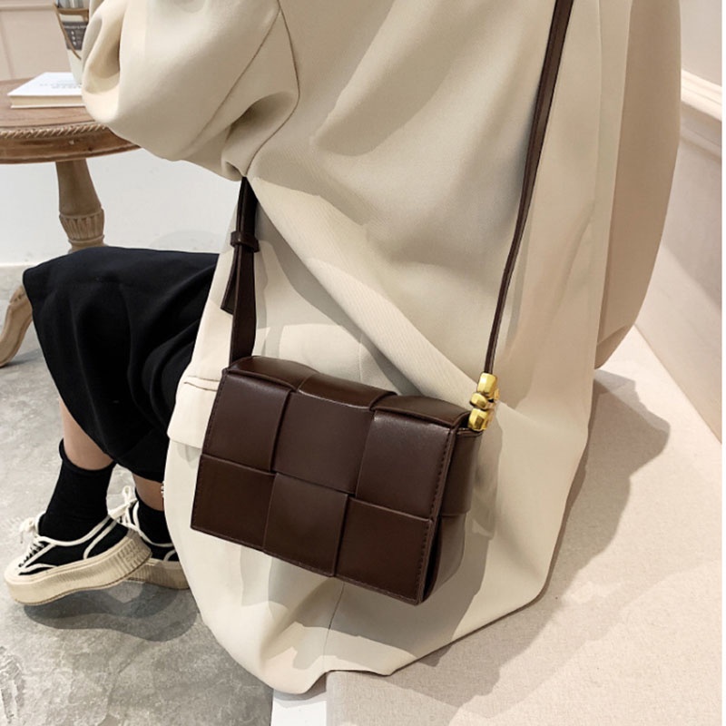 Túi đeo chéo IELGY dáng vuông nhỏ thiết kế dệt thủ công thời trang đơn giản dành cho nữ