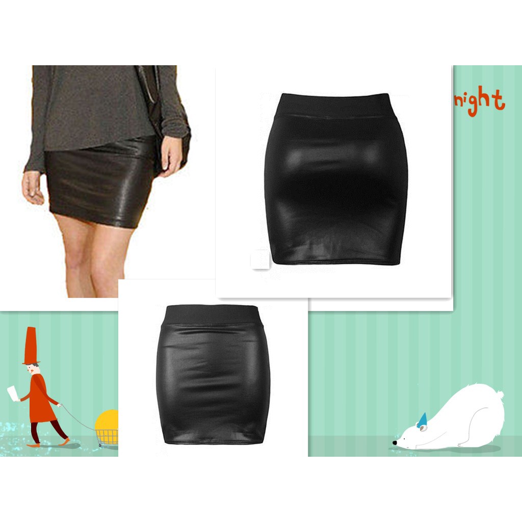 Chân váy da PU thời trang nữ quyến rũ dáng ôm