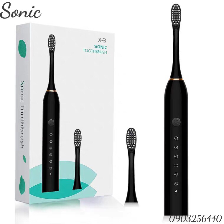 [TẶNG 4 ĐẦU CHẢI] Bàn Chải Đánh Răng Điện SONIC X-3 với 6 Chế Độ Thế Hệ Mới Làm Sạch, Chăm Sóc Răng Trắng Bóng