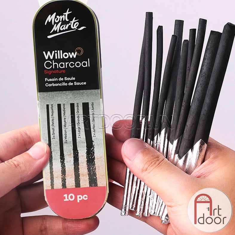 [ARTDOOR] Than cành MONT MARTE Willow Charcoal 10 cây (hộp thiếc)