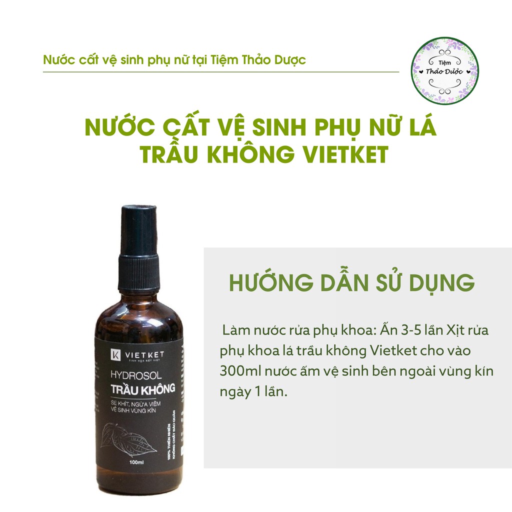 Hydrosol  Lá Trầu Không - Nước Cất Vệ Sinh Phụ Nữ Trầu Không Ngừa Viêm Ngứa, Se Khít Vùng Kín 100ML