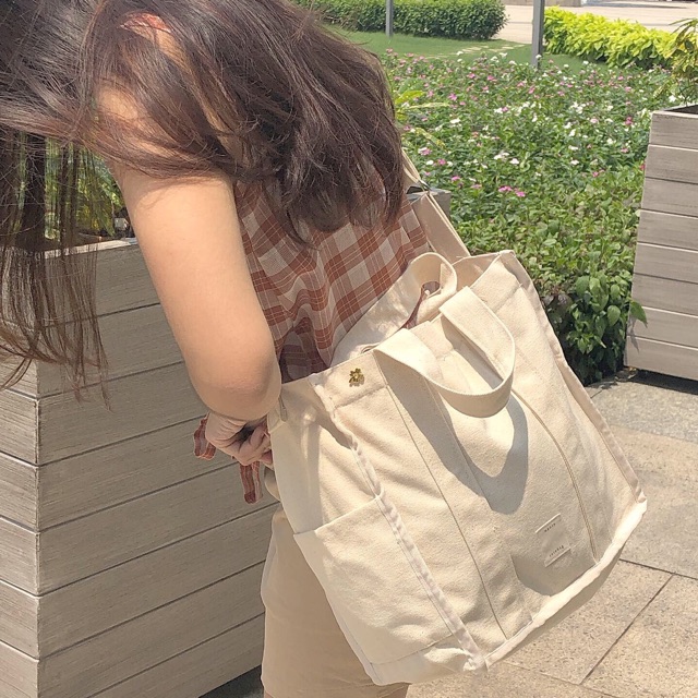 (KÈM DEAL SHOCK TÚI TOTE 29K) túi đeo chéo vải bố canvas BLANC - Trắng kem