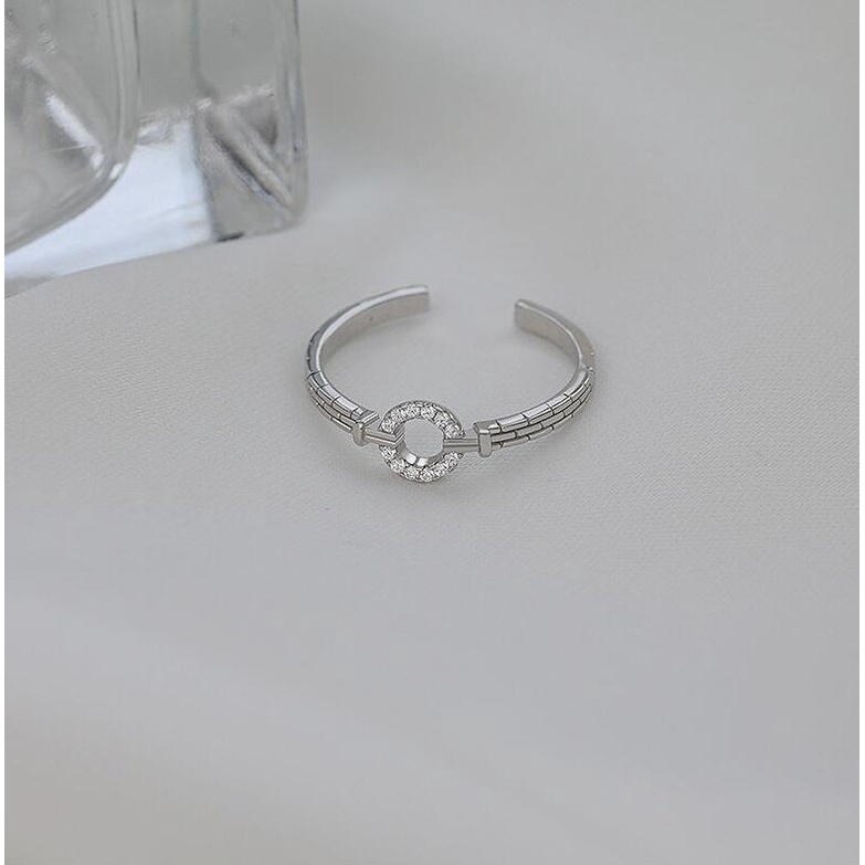 Nhẫn Đính Hôn Bằng Bạc 925 Đính Đá Zircon Có Thể Điều Chỉnh Kích Thước Thời Trang Cho Nữ