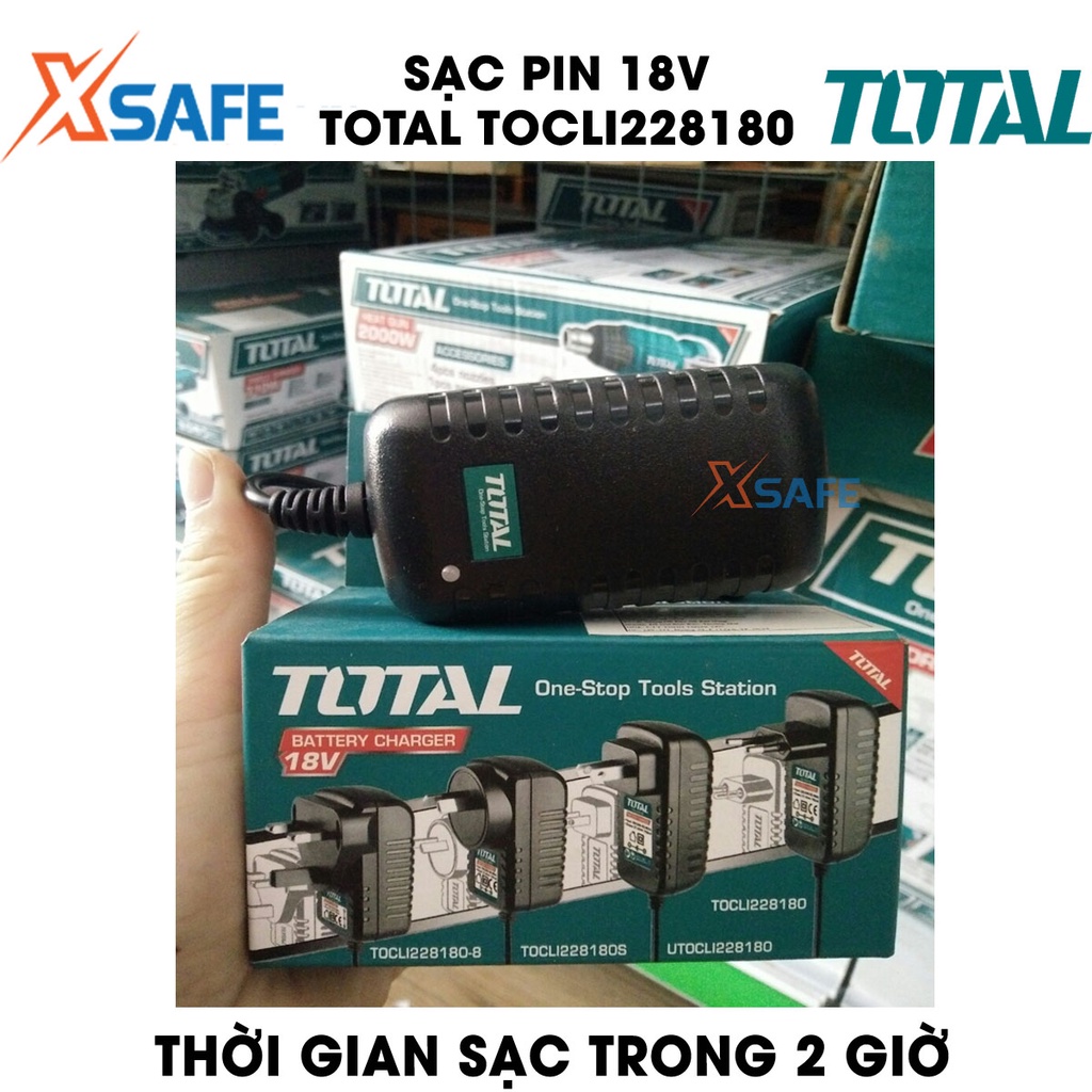 Sạc pin 18V TOTAL TOCLI228180 Sạc pin Total sạc trong 2 giờ, sử dụng cho máy khoan TDLI228180 và TIDLI228180