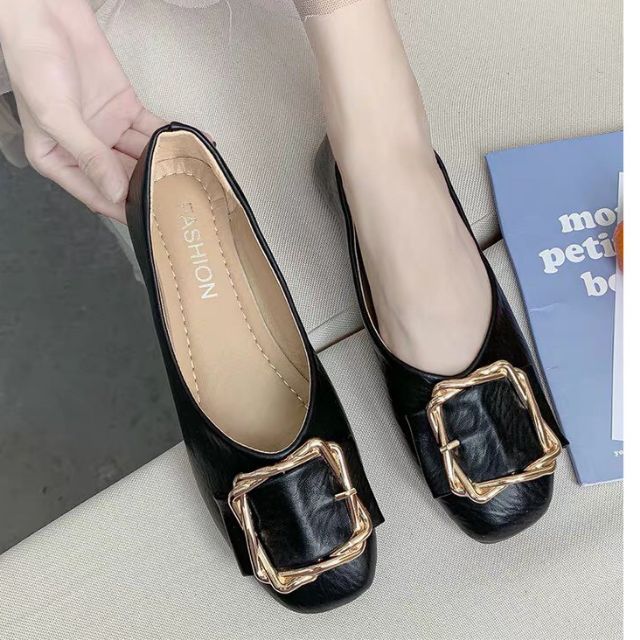 FREE SHIP Giày búp bê nữ đế bệt khóa vuông phong cách hàn quốc siêu xinh 001