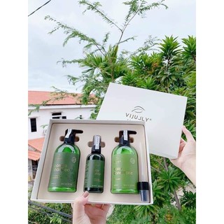 [CHÍNH HÃNG] ComBo Vijully 3in1 Bộ Dầu Gội và Kem Xả Bưởi và Tinh dầu bưởi Cao Cấp có hộp và túi