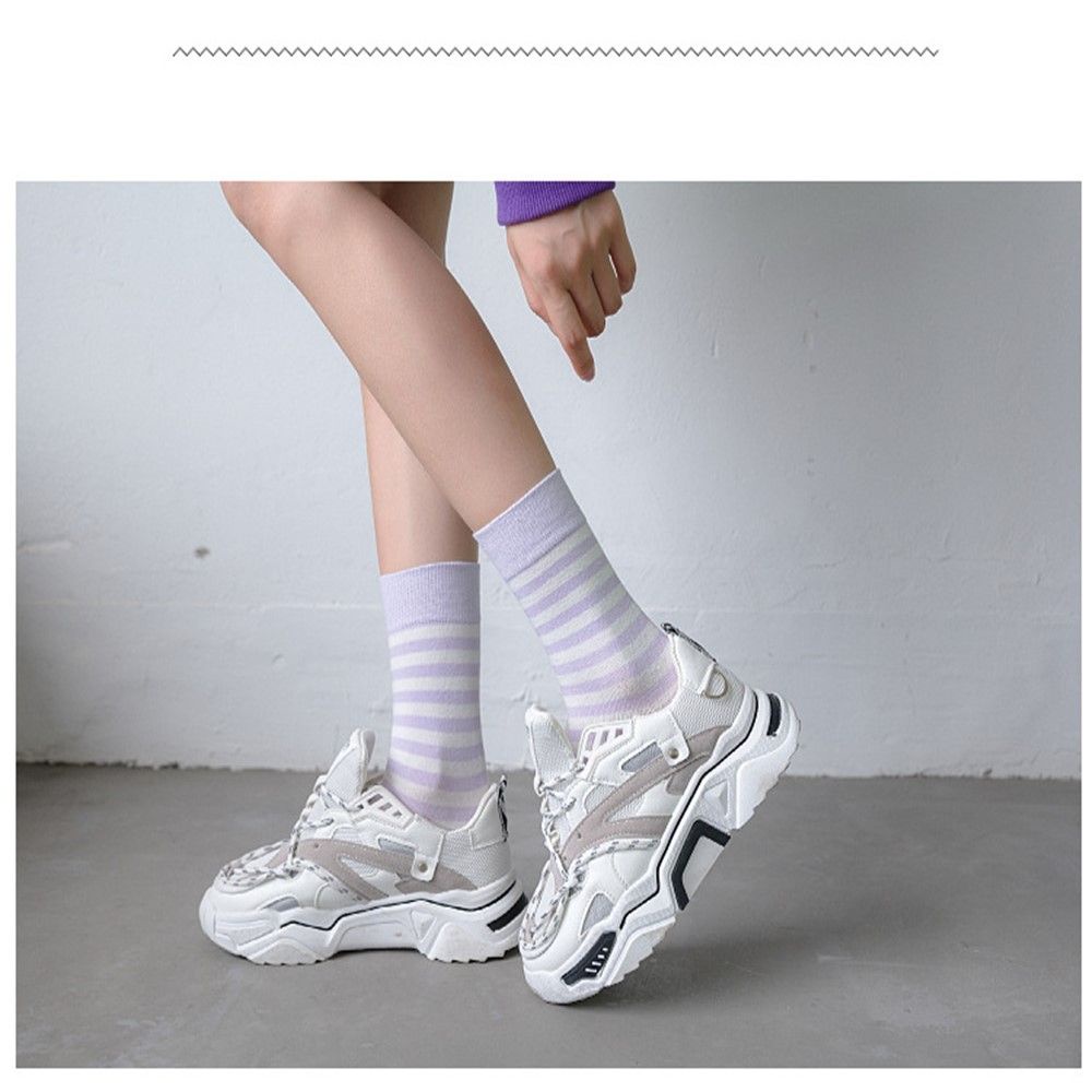 Đôi Vớ Bằng Vải Cotton Họa Tiết Sọc Dễ Thương Bắt Mắt