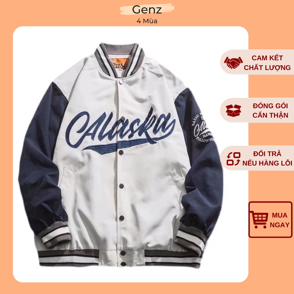 Áo khoác bomber CALASKA dù 2 lớp unisex nam nữ thu đông phối tay 2 màu | BigBuy360 - bigbuy360.vn