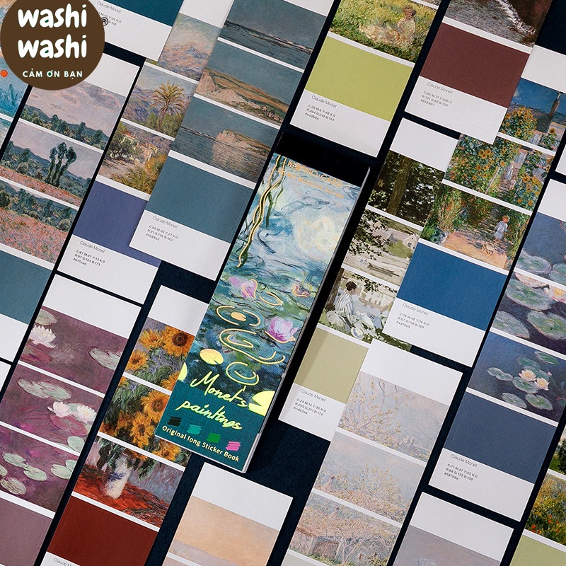 Bộ 30 Sticker Dải Bookmark Nghệ Thuật Van Gogh, Monet, Picasso, Nhật Bản Kèm Bảng Màu Trang Trí Sổ Vở Bujo