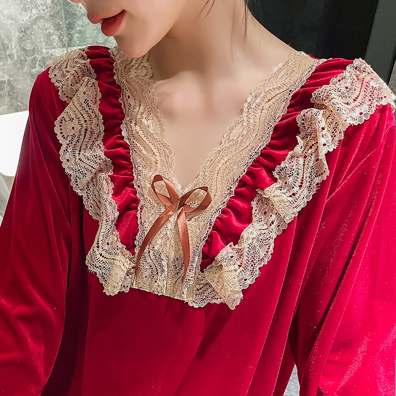 Đầm Ngủ Tay Dài Chất Liệu Nhung Dày Dặn Giữ Ấm Màu Vàng Mới Thời Trang Thu Đông Cho Nữ 2021