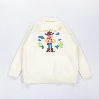 (C003) áo khoác len thêu woody