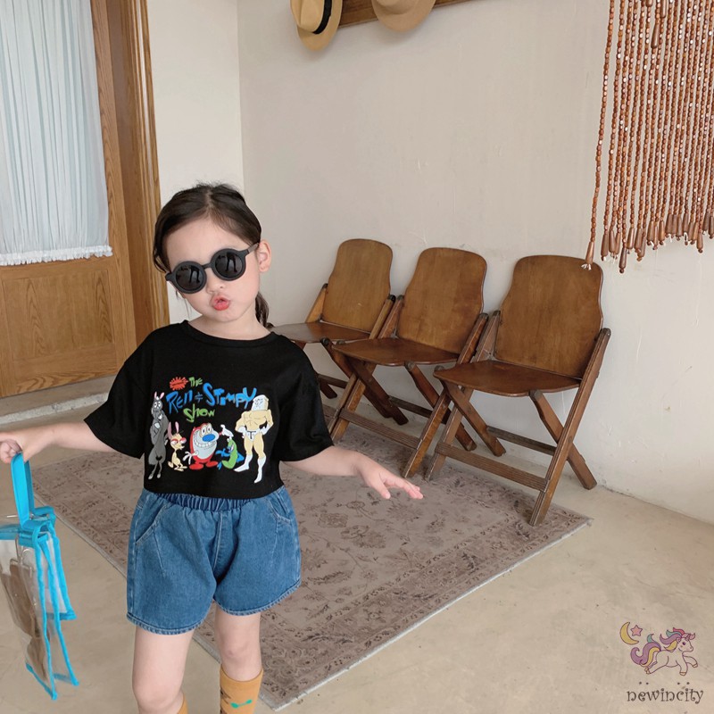 Quần Đùi Denim Kiểu Hàn Quốc Phong Cách Mùa Hè Dành Cho Bé Gái