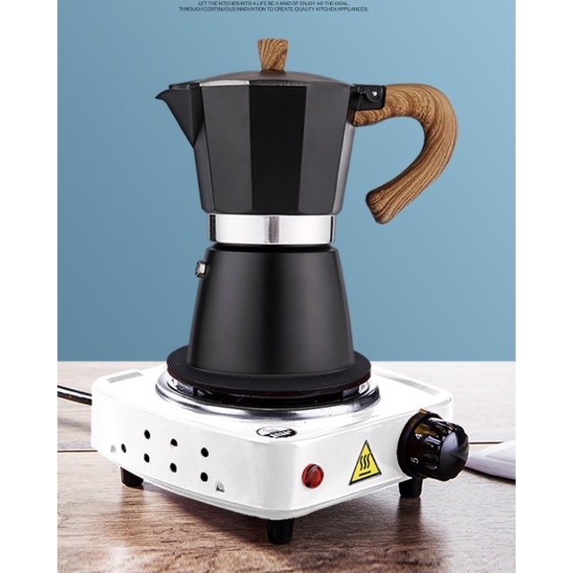 Ấm pha cà phê Moka Express Bình pha cà phê kiểu Ý Màu đen 300ml