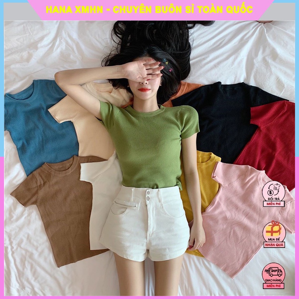 [HÀNG QUẢNG CHÂU] Áo Len Tăm, Áo Dệt Kim Cộc Tay Hàng Quảng Châu