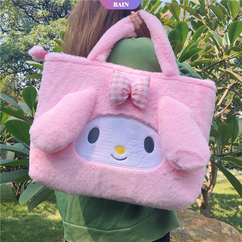 SANRIO Túi Xách Đeo Vai Vải Bông Kích Thước Lớn In Hoạt Hình Cinnamoroll My Melody Kuromi Đáng Yêu Đựng Laptop [RAIN]