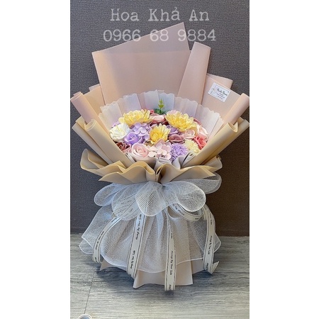 [Hoa sinh nhật, 8/3] Bó hoa Lụa mix hoa sáp cao cấp. Kích thuớc bó hoa siêu to 65x45cm. Quà tặng cực chất!
