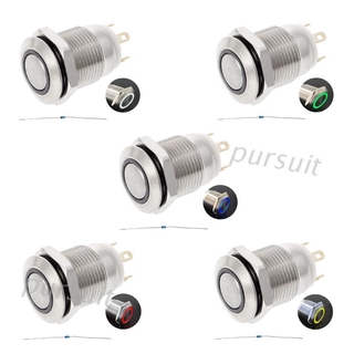 Nút nhấn kim loại có đèn led 12mm 3a / 220v dc