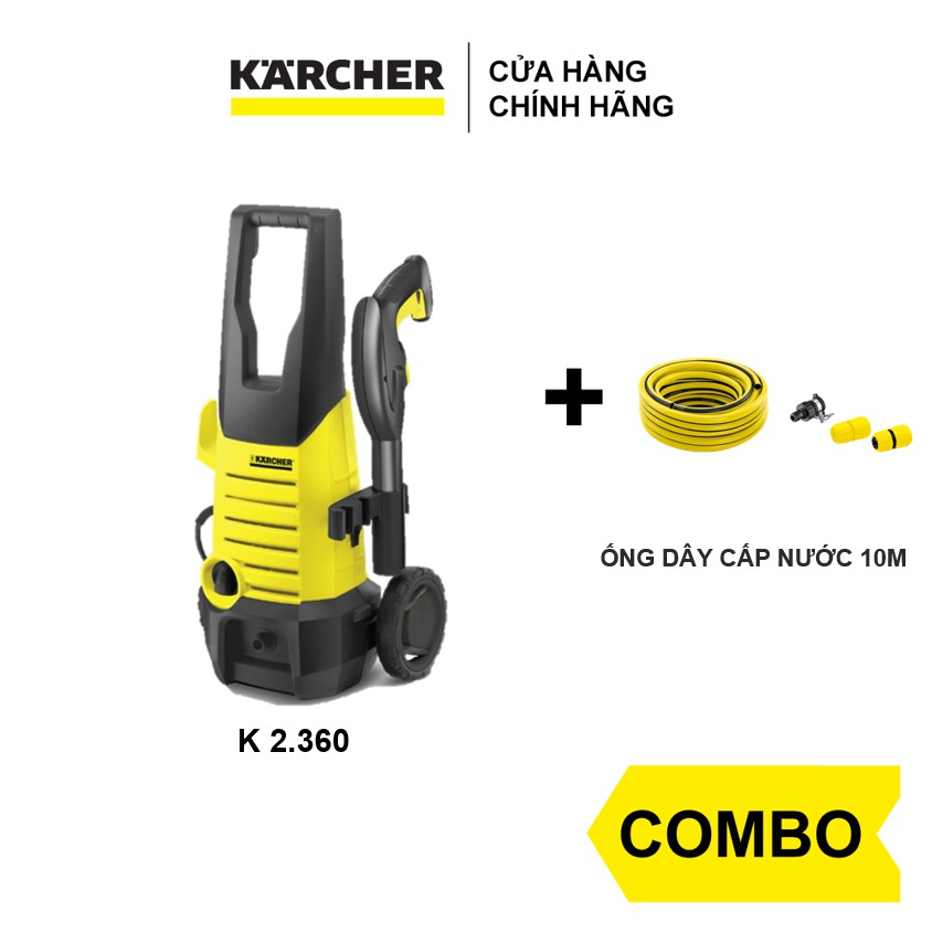 Combo máy phun rửa áp lực cao Karcher K2.360 và ống dây cấp nước 10m