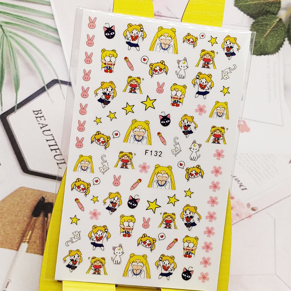 [Hàng mới về] Nhãn dán họa tiết thủy thủ mặt trăng 3D chống nước trang trí móng tay nghệ thuật DIY