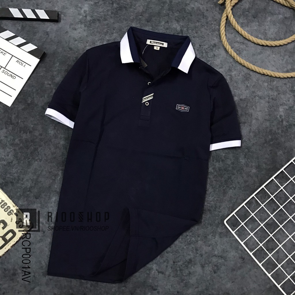 Áo thun nam ngắn tay có cổ cổ trụ Men Basic cao cấp RCP001AV - áo phông nam đẹp Riooshop | BigBuy360 - bigbuy360.vn