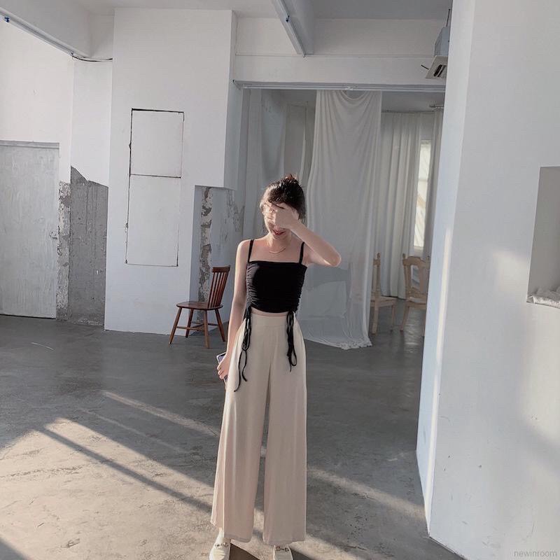 [ Mã WASTAPR giảm 10K đơn 50K] ÁO HAI DÂY NỮ RÚT DÂY 2 BÊN ULZZANG - CROPTOP 2 DÂY RÚT MÀU ĐEN TRẮNG | BigBuy360 - bigbuy360.vn